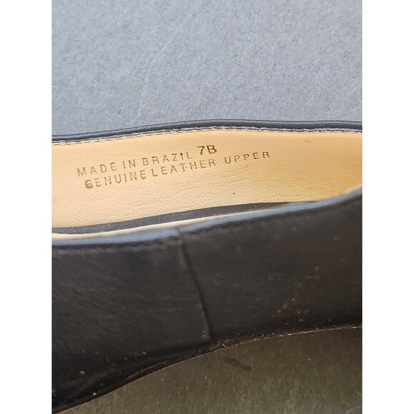 TALBOTS Jodee Black Leather Size 7M Shoes Bow Pointy Toe Slingback Kitten Heels - Picture 6 of 11